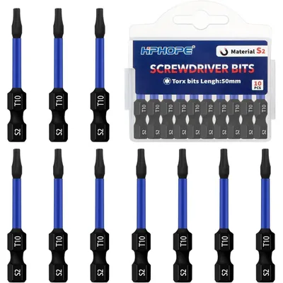 Productafbeelding van Torx-bits T10, 50 mm, S2 staal, 10 stuks, magnetisch