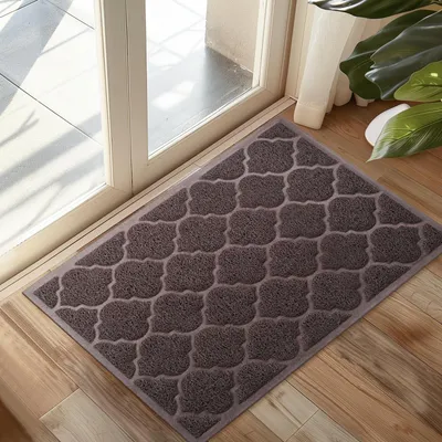 Zdjęcie produktu dla Wycieraczka 24 x 36 cm, brązowa, PVC, antypoślizgowa, na drzwi wejściowe
