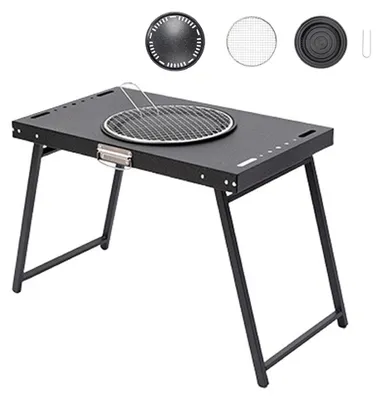 Obrázek produktu pro Stůl HotPot pro venkovní kempování, piknik, domov, dvůr, multifunkční, skládací stůl na grilování dřevěného uhlí, kovový stůl, přenosný stůl na přípravu čaje