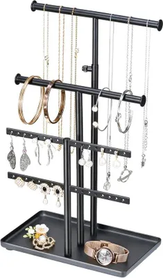 Produktbild von Famanu Schmuckständer mit großer Kapazität - verstellbarer Halter für Ohrringe, Armbänder und Uhren, schwarz