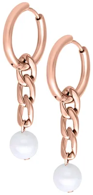 Produktbild von Wildcat Ohrringe - Little Chunky Synthetic Pearl Hoops - Roségold - Chirurgenstahl 316L - wasserfest, langlebig, hautverträglich, Roségold