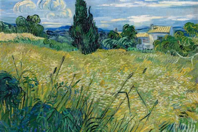 Obrázek produktu pro Plakát 60x40cm Zelené pšeničné pole s cypřišem, Van Gogh Vintage
