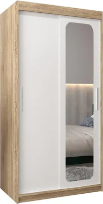 Produktbild von MEBLE KRYSPOL Promo 2100 Schlafzimmerschrank zwei Schiebetüren - Sonoma + Mattweiß