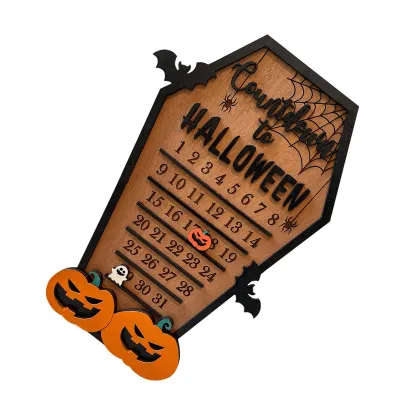 Zdjęcie produktu dla Dekoracja odliczająca Halloween, kalendarz odliczający Halloween, kalendarz dyniowy Halloween, kalendarz ruchomy Halloween DIY, drewniany kalendarz blokowy Halloween, znak kalendarza Halloween