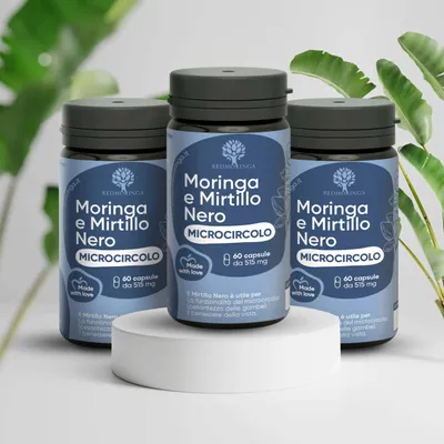 Produktbild von RedMoringa Venen Kapseln für Leichte Beine mit Hedelbeerextrakt & Moringa - Unterstützt die Venen mit Heidelbeeren & Weinlaub - 180 Tage Vorrat