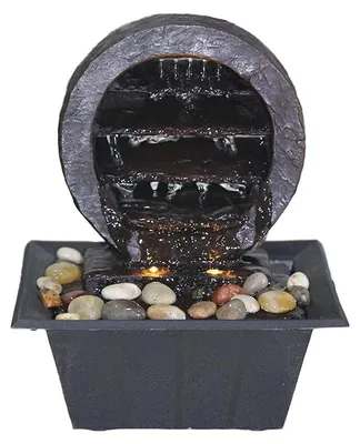 Produktbild von Zimmer-Tischbrunnen mit LED Beleuchtung Zen rund Springbrunnen Raumbefeuchter #1