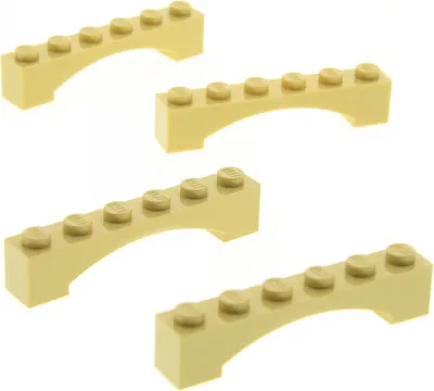 Produktbild von 4x Lego Bogenstein 1x6x1 beige rund Bogen erhöht Brücke Star Wars 4618876 92950