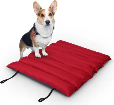 Produktbild von Hundematte 85x70cm ( Rot ) - Outdoor - wasserabweisend & atmungsaktiv - Hundebett gepolstert - waschbares Hundekissen für draußen
