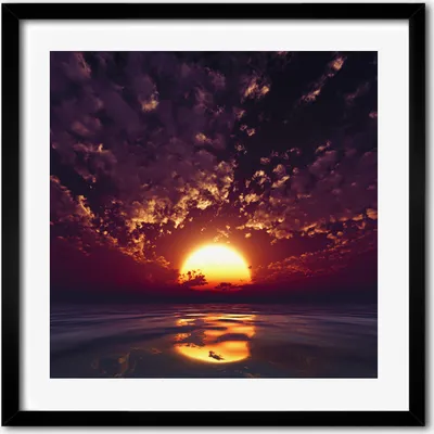 Produktbild von Bild - 50 cm x 50 cm - MDF - Rahmen, Wandkunst - Sonnenuntergang