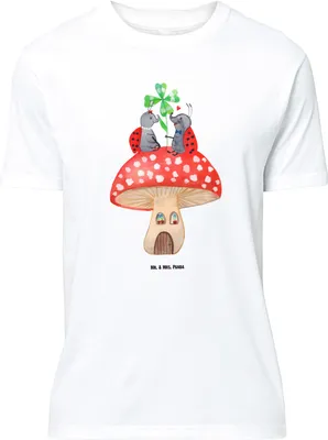 Produktbild von Mr. & Mrs. Panda Größe L T-Shirt Marienkäfer Fliegenpilz - Weiß - Geschenk, Wohnung, Lustige Sprüche, Tshirt, Shirt, Haus, Zuhause, mit Spruch, Fleigenpilzhaus