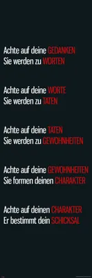 Produktbild von Achte auf deine Gedanken - Motivational - Slim Poster Druck - Größe 30,5x91,5 cm