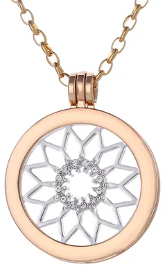 Produktbild von Morella Damen Halskette gold 70 cm Edelstahl mit Anhänger und Coin 33 mm Sonnensymbol in Schmuckbeutel