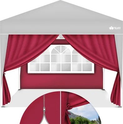 Obrázok produktu pre tillvex® 2X bočná stena červená pre pavilón 3x3m & 3x6m | Bočné diely skladacieho pavilónu sú vodoodpudivé | Bočné okná a zips | Bočné steny pre záhradný stan a party stan