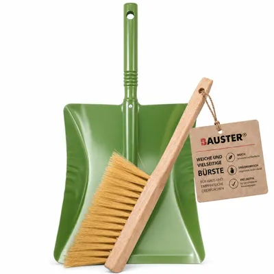 Produktbild von BAUSTER® Besen mit Kehrschaufel Set Handbesen Kehrgarnitur Kehrblech Schaufel, KI-generiertes Bild