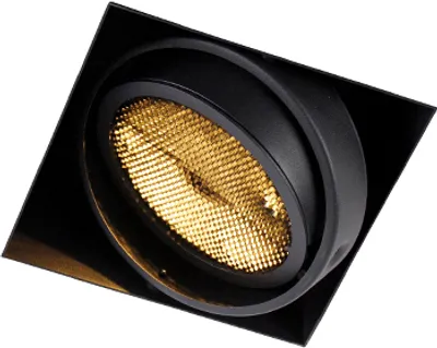Produktbild von QAZQA - Modern Einbaupunkt schwarz 1-Licht GU10 AR111 Trimless - Oneon Honey I Wohnzimmer I Schlafzimmer - Stahl Quadratisch - LED geeignet GU10