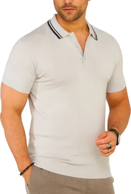 Produktbild von SOULSTAR Herren Poloshirt S2TALSI Herren Basic Kurzarm Knit Polo Hemd Feinstrick Kontrast