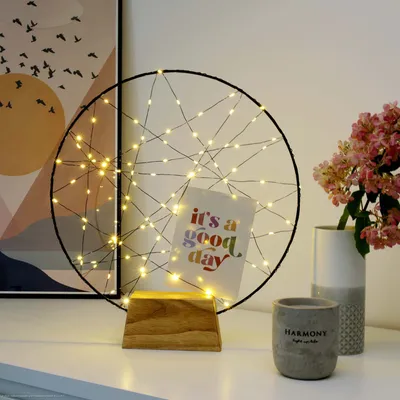 Produktbild von Hellum LED Traumfänger Ø35cm warmweiß mit 100 LEDs, mit Timer und Fernbedienung, mit Innentransformator 579376