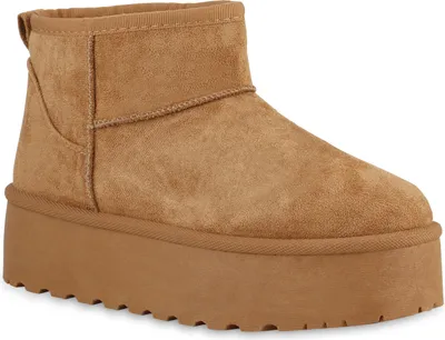 Produktbild von VAN HILL Damen Warm Gefütterte Winter Boots Bequeme Plateau Vorne Schuhe 840781, Farbe: Hellbraun, Größe: 40