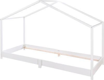 roba Hausbett 90 x 200 cm für Kinder - Bodenbett Montessori Prinzip - Erweiterbar durch Lattenrost, Matratze und Hausbettbezug - Holz weiß lackiert