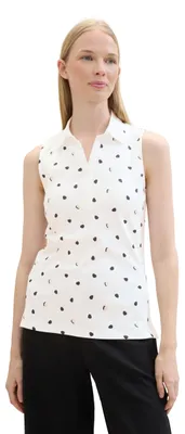 Produktbild von TOM TAILOR Damen Polo Top , white navy dot design, XS