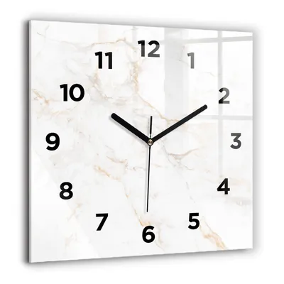 Produktbild von Wallfluent Große Wanduhr – Stilles Quarzuhrwerk - Uhr Dekoration Wohnzimmer Schlafzimmer Küche - Zifferblatt - schwarze Zeiger - 60 cm - Eleganter Marmor