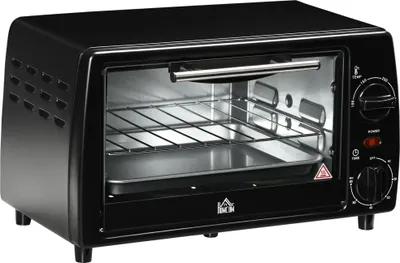 Zdjęcie produktu dla Fortuna Lai Mini piekarnik 10 l 750 W do 230°C z timerem 60 min Mały piekarnik elektryczny z blachą do pieczenia i rusztem 36,5 x 26 x 22 cm Czarny