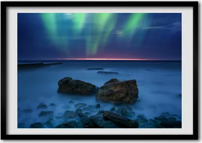 Produktbild von Bild - Bilder - Bilderrahmen - 70 cm x 50 cm - MDF-Rahmen, Wandkunst Nordlicht