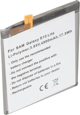 Immagine prodotto di Batteria compatibile con Samsung Galaxy S10 Lite, Li-Polimero, 3,85 V, 4500 mAh, 17,3 Wh, integrata, senza attrezzi