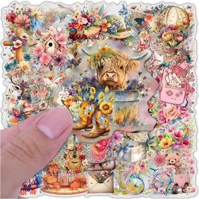 Produktbild von 58 bunte Blumenaufkleber zum Selbermachen – Scrapbooking-Dekoration