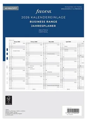 Image de FILOFAX Calendrier à insérer 2026 A5 - Planificateur annuel vertical - 26-68549