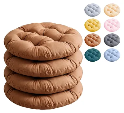 Obrázek produktu pro Omgoods – Sada 4 kulatých sedacích polštářů o průměru 40 cm, vhodné pro použití v interiéru i exteriéru