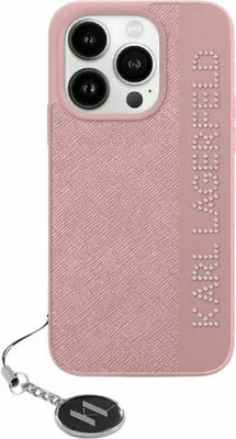 Immagine prodotto di Karl Lagerfeld Klhcp15Spsakdgcp Custodia rigida per Iphone 15 / 14 / 13 6.1 Różowy/Pink Saffiano Strass e Charm