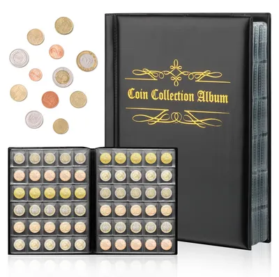 Produktbild von Münzalbum Münzsammelalbum - 480 Münzen - Schwarz - 30 Fächer pro Seite