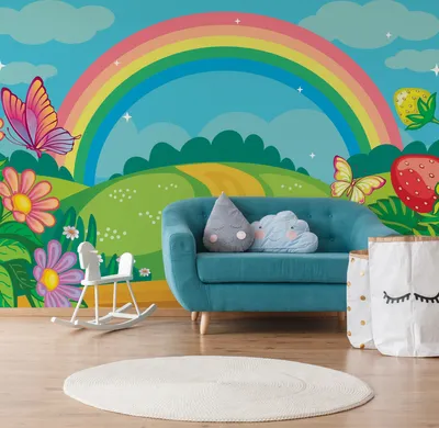 Produktbild von Muralo XXL Vlies FOTOTAPETE Stra§e des Regenbogens Erdbeerblumen (B) 416 cm x (H) 254 cm Tapete Wandtapete WOHNZIMMER SCHLAFZIMMER 4856