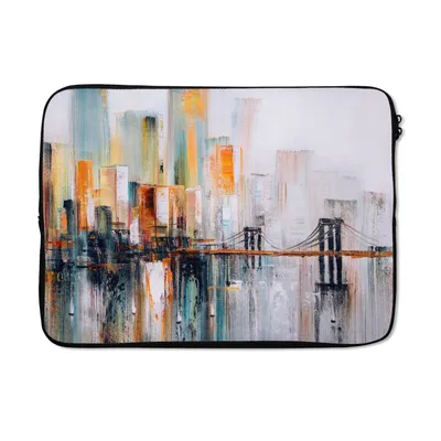 Produktbild von MuchoWow® Laptop Hülle 13 Zoll Ölgemälde - Skyline - Abstrakt Laptoptasche - Laptophülle - Sleeve - Rundumschutz