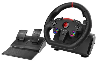 Immagine prodotto di Subsonic Superdrive 270 GT, Volante + Pedali, Nintendo Switch, Nintendo Switch 2, PC, PlayStation 4, Xbox One, Xbox Series S, Xbox Series X, Croce direzionale, Pulsante Home, Pulsante Menu, Pulsante Impostazioni, Pulsante Condividi, Pulsante Visualizza, Multicolore, 270°, Cavo