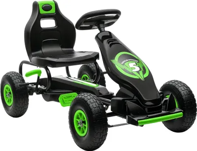 Zdjęcie produktu dla HOMCOM Gokart, pojazd dla dzieci z pedałami, samochód na pedały, do użytku na zewnątrz, zielono-czarny