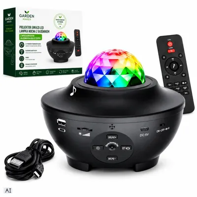 Zdjęcie produktu dla Lampka Led Projektor Gwiazd Bluetooth 21 Efektów Kolorystycznych Tryb Muzyczny Regulacja Jasności Pilot I Automatyczny Timer