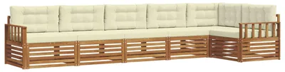 Produktbild von vidaXL Outdoor-Sofagarnitur mit Kissen 6 pcs Natur und Creme