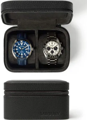 Immagine prodotto di Custodia da viaggio in pelle per orologi, nera, custodia da viaggio per orologi, doppio scomparto per orologi, zaino da escursionismo