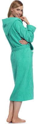 Produktbild von Ladeheid Damen Frottee Bademantel aus 100% Baumwolle LA40-193 (Türkis-18 (Gramatur 400), XL)