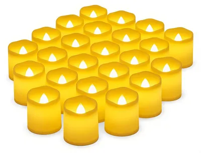 24 LED-Teelichter mit Batterien, warmweiß, flackernd, Wachsoptik