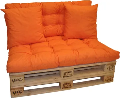 Produktbild von Premium Polster , Kissen für Europalette Set Sitzkissen - Rückenkissen - Zierkissen Colore Arancione (orange)
