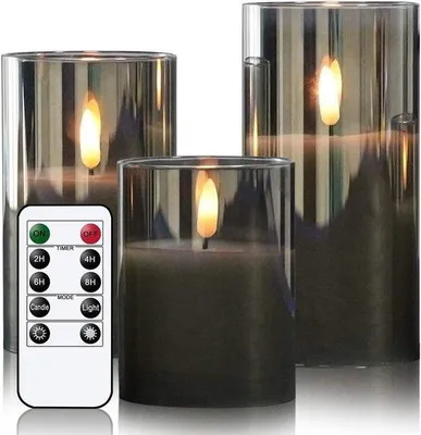 Obrázek produktu pro Elektrické svíčky – sada 3 svíček – vánoční svíčky – s dálkovým ovládáním – svíčky – svíčka s pohyblivým plamenem – napájené bateriemi
