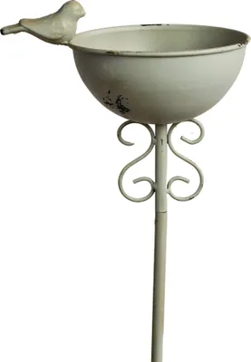 Produktbild von Vogeltränke auf Stab aus Metall H=110 cm grau Vogelbad Tränke für Wildvögel
