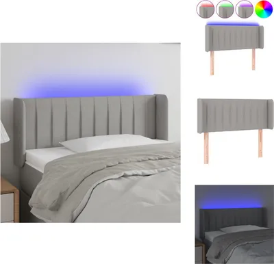 Produktbild von vidaXL LED Kopfteil Hellgrau 103x16x78/88 cm Stoff -  Kopf- & Fußenden