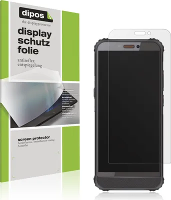 A product packaging and a smartphone with a screen protector.