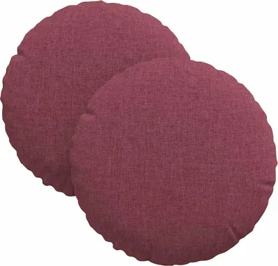 Obrázok produktu pre vidaXL Sedacie vankúše, 2 ks, látka, vínová farba, priemer 30 cm, výška 13 cm