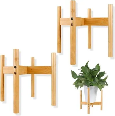 Immagine prodotto di Famanu: supporto per piante in legno, stile mid-century modern, adatto a vasi fino a 25 cm