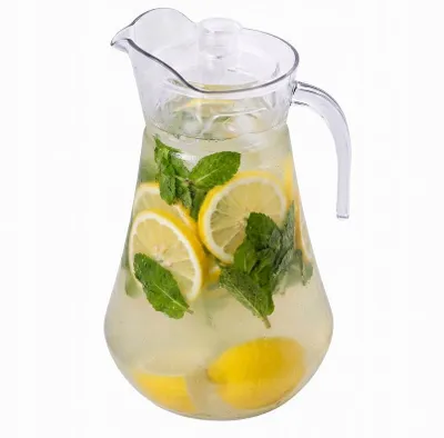 Produktbild von Wasserkaraffe 2L mit Deckel Kunststoff Saftkanne Limonadenkrug Spülmaschinenfest Transparent Pitcher Leicht & Bruchfest